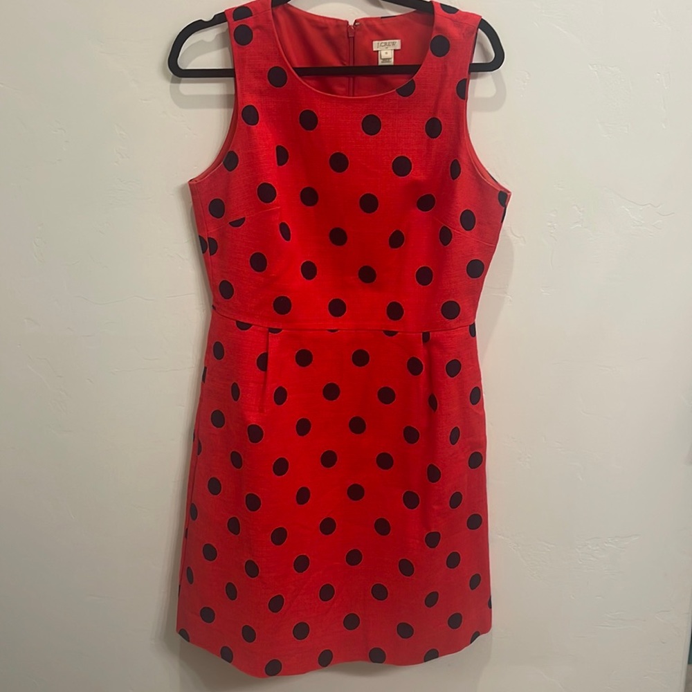 J. Crew Polka Dot Red and Navy Dress - Size 10